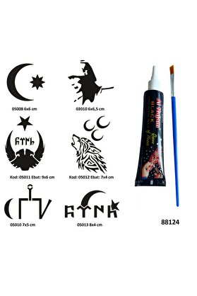 Ai̇rbrush Tattoo Mi̇lli̇ Semboller Si̇yah Hi̇nt Kınası Hedi̇yeli̇ Geçi̇ci̇ Dövme Yapma Seti̇