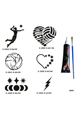 Ai̇rbrush Tattoo Voleybol Aşkı Tüp Kına Ve Fırça Hedi̇yeli̇ Tattoo Geçi̇ci̇ Dövme Seti̇