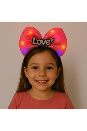 Go İthalat Led Işıklı Love Yazılı Fuşya Fi̇yonk Taç - Kız Çocuk Parti̇ Tacı (5258)