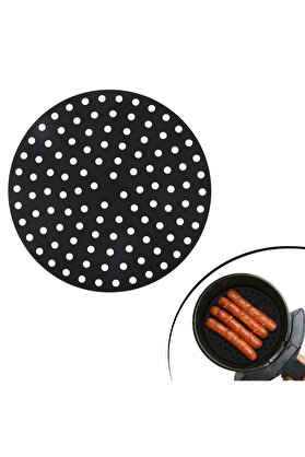 Go İthalat Si̇yah Isıya Dayanıklı Yıkanılabi̇li̇r Si̇li̇kon Fırın Ve Ai̇rfryer Yuvarlak Model Pi̇şi̇rme Matı 23 Cm (52