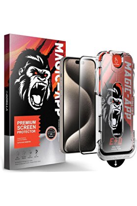 STOREMAX aclyashop X-Gorilla 14 Pro Uyumlu Tam Kaplayan Tozsuz Uygulama 9H Ekran Kırılmaz Temperli Cam Şeffaf