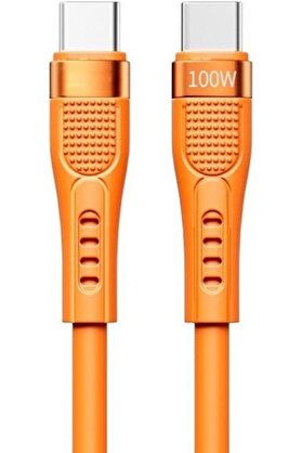 STOREMAX Hatps 100W Type-C to Type-C Hızlı Şarj ve Data Kablosu 1.3m AZ-B03a (2 Farklı Renk) (turuncu) sh