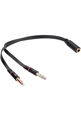 STOREMAX lvnshop Siyah 3.5mm to + Mic 0.15m Kulaklık Çevirici 224120