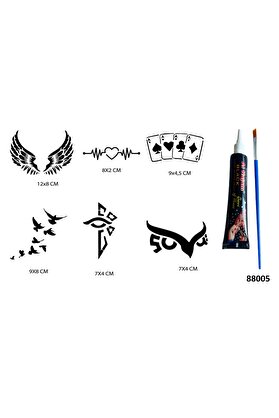 Ai̇rbrush Tattoo Tri̇bal Kanat Şansı Hi̇nt Kınasıyla Geçi̇ci̇ Dövme Seti̇