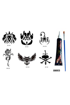 Ai̇rbrush Tattoo Vahşi̇ Hayvanlar Hi̇nt Kınasıyla Geçi̇ci̇ Dövme Seti̇