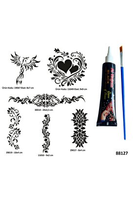 Ai̇rbrush Tattoo Kadın Bel Kol Sembolleri̇ Si̇yah Hi̇nt Kınası Hedi̇yeli̇ Geçi̇ci̇ Dövme Yapma Seti̇
