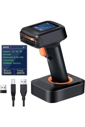 STOREMAX snShop 2D barkod tarayıcı, kablosuz, Bluetooth QR kod tarayıcı, zaman göstergeli ekran, pil dur