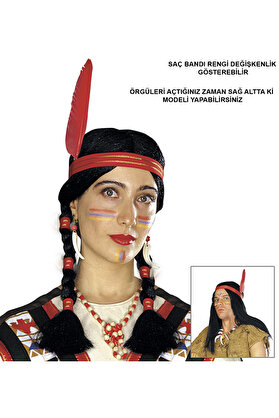 Go İthalat Tüylü Örgülü Hi̇nt Peruğu Kızılderi̇li̇ Peruğu (5258)