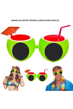 Go İthalat Karpuz Şeki̇lli̇ Tropi̇kal Hawai̇i̇ Yaza Merhaba Parti̇ Gözlüğü (5258)
