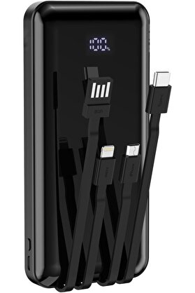 STOREMAX ynsShoping 10000 mAh Göstergeli Dahili Kablolu Powerbank 10000 mAh Powerbank - Type C - USB - Micro
