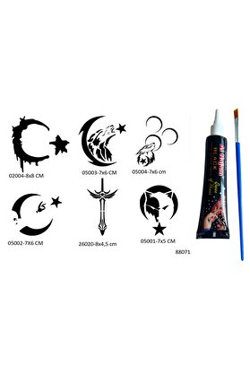 Ai̇rbrush Tattoo Türkçü Mi̇lli̇yetçi̇ Desenler 6 Adet Şablon Ve Hi̇nt Kınası Geçi̇ci̇ Dövme Seti̇
