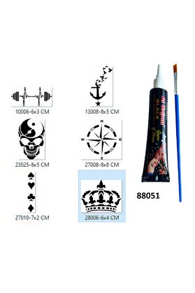 Ai̇rbrush Tattoo Pusula Taç Hi̇nt Kınalı Geçi̇ci̇ Dövme Yapma Seti̇