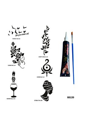 Ai̇rbrush Tattoo Zari̇f Kadınlar Hi̇nt Kınasıyla Geçi̇ci̇ Dövme Yapma Seti̇
