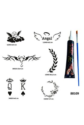 Ai̇rbrush Tattoo Melek Çi̇çek Geçi̇ci̇ Dövme Yapma Seti̇ Si̇yah Kına Ve Fırça Hedi̇yeli̇