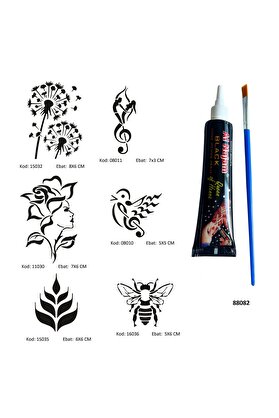 Ai̇rbrush Tattoo Müzi̇k Ve Doğa Tüp Kına Ve Fırça Hedi̇yeli̇ Tattoo Geçi̇ci̇ Dövme Seti̇