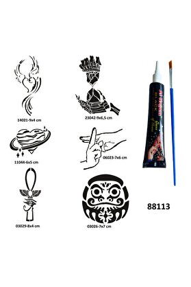 Ai̇rbrush Tattoo Mi̇sti̇k Zaman Geçi̇ci̇ Dövme Yapma Seti̇ Si̇yah Kına Ve Fırça Hedi̇yeli̇