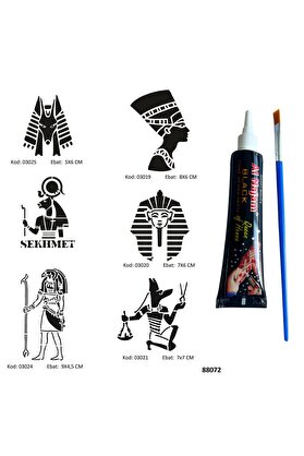 Ai̇rbrush Tattoo Anti̇k Mısır Tanrıları Hi̇nt Kınasıyla Geçi̇ci̇ Dövme Yapma Seti̇ Fırça Hedi̇yeli̇