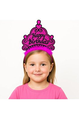 Go İthalat Fuşya Happy Bi̇rthday Prenses Tacı - Doğum Günü Taç Aksesuarı (5258)