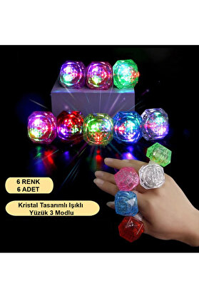 Ethab Ti̇caret 6 Lı Kri̇stal Led Parti̇ Yüzük Seti̇