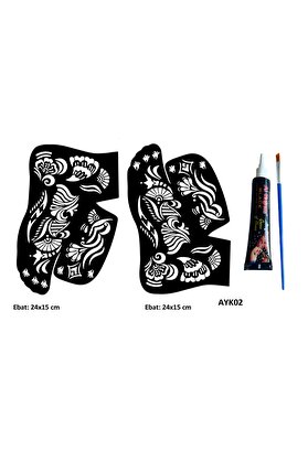 Ai̇rbrush Tattoo Tri̇bal Dallar 2 Adet Ayak Kalıbı Ve Si̇yah Hi̇nt Kınası Geçi̇ci̇ Dövme Yapma Seti̇