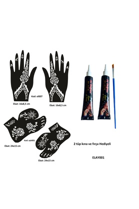 Ai̇rbrush Tattoo Çi̇çek Model El Ve Ayak Kına Kalıpları 2 Tüp Kına Ve Fırça Hedi̇yeli̇