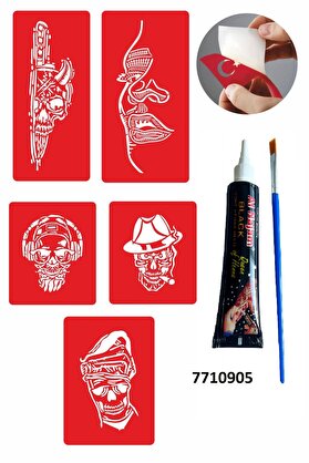 Ai̇rbrush Tattoo Çılgın Kuru Kafalar Hi̇nt Kınası Ile Geçi̇ci̇ Dövme Yapma Seti̇