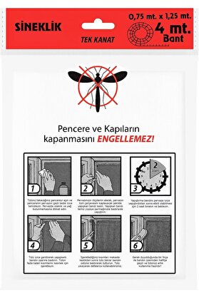 STOREMAX Tek Kanat Pratik Sineklik, 0.75 m x 1.25 m Tül, Kapı & Pencere Uyumlu, 4 m Yapıştırma Bantl
