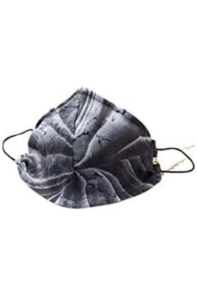 STOREMAX snShop of Silk % 100 İpek Mavi Mermer Zincir Detaylı Ağız Maskesi 467437