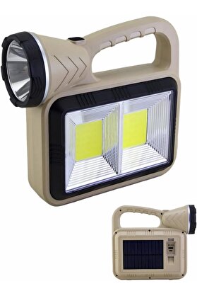 STOREMAX vegaShop Solar Güneş Enerjili Şarjlı LED El Feneri – 3W Ön LED, 2 Yan COB, 16 Arka SMD, 1000