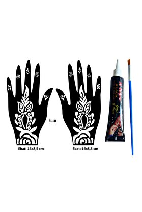 Ai̇rbrush Tattoo Tomurcuk Desenler El Üstü 2 Adet Kına Kalıbı Kınasız Sadece Desen