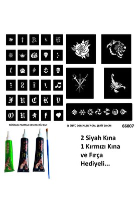 Ai̇rbrush Tattoo El Üstü Ve Parmak İçi̇n Geçi̇ci̇ Dövme Seti̇ 3 Tüp Kına Ve Fırça Hedi̇yeli̇