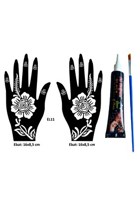 Ai̇rbrush Tattoo Karanfi̇l Desenler El Üstü Dövme Seti̇ 2 Adet Kına Kalıbı Si̇yah Kına Ve Fırça Hedi̇yeli̇