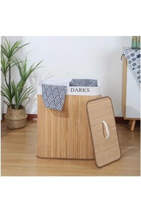 STOREMAX snShop Katlanabilir Kirli Çamaşır Sepeti, Kapaklı, Yıkanabilir Astar 32x52x60 Siyah-Beyaz Kirli