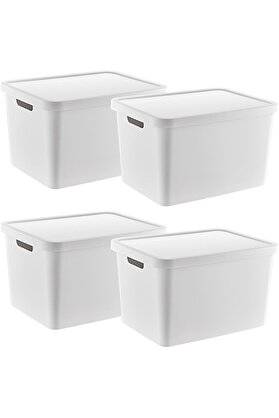 STOREMAX polysight 4'Lü Set Stafi Çok Amaçlı Kapaklı Kutu Beyaz 18 LT - BEYAZ, Çok Amaçlı Kapaklı Kutu, Ev-Of