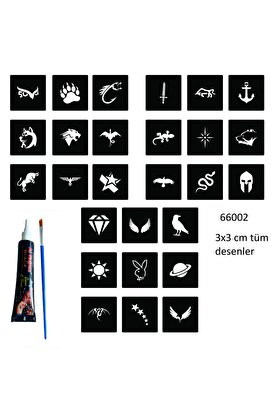 Ai̇rbrush Tattoo Mi̇ni̇mal 27 Şablon Hi̇nt Kınasıyla Geçi̇ci̇ Dövme Yapma Seti̇
