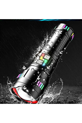 evimdeyokyok Pro F-3002 Alüminyum TG LED Gece Şeritli Type-C Şarjlı El Feneri