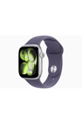 Apple Watch Series 11 GPS 46 mm Gümüş Rengi Alüminyum Kasa ve Sis Moru Spor Kordon - M/L