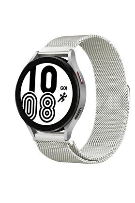 ykavm Samsung Galaxy Watch 4 Metal Mıknatıslı Kordon - Gümüş-(5796)
