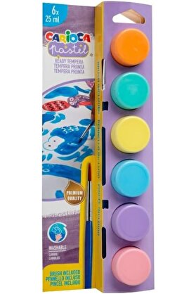 STOREMAX modashine PASTEL TEMPERA SÜPER YIKANABİLİR FIRÇALI 6 * 25 ML 6 RENK KARIŞIK modascope 1014773