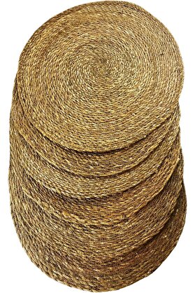 STOREMAX svngsphereshop Home 6 Adet Hasır Supla Seti, Amerikan Servis, Sofra Dekorasyonu ve Sunum İçin Bambu