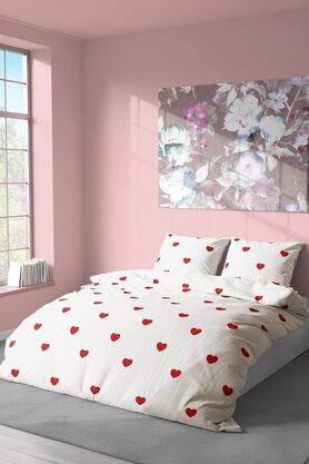 STOREMAX Tekstil Pamuklu Çift Kişilik Nevresim Seti | Nevresim Ve Yastık Kılıfı | ÇARŞAFSIZ Kalp Desenli Renk