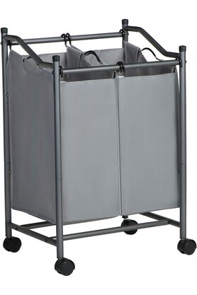 STOREMAX pltnstoreshop çamaşır ayırıcı, tekerlekli ve 2 bölmeli, çamaşır sepeti, çıkarılabilir çantalı çamaşı