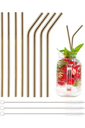 STOREMAX 6'lı Paslanmaz Çelik Pipet + 3 Adet Temizleme Fırçası 1014773