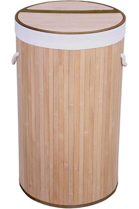 STOREMAX El Yapımı Hasır Katlanır Çamaşır Sepeti Yuvarlak 60 Litre (35cm*35cm*61cm), Malzemeden Üretilmiş Çam