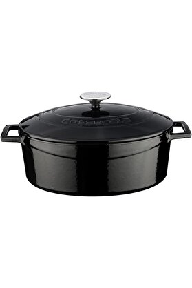 STOREMAX modashine Metal Oval Döküm Tencere, 29 cm, 4.67 L Hacim, Siyah modascope 1014773