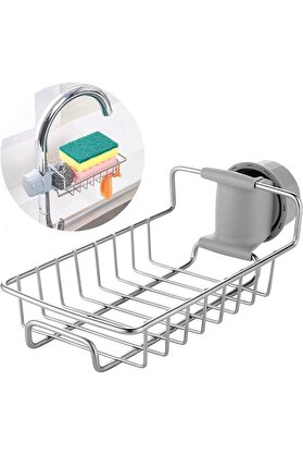 STOREMAX Çelik Drenajlı Mutfak Musluk Üstü Raf | Sabunluk, Süngerlik ve Deterjanlık Organizer, Portatif Ağır