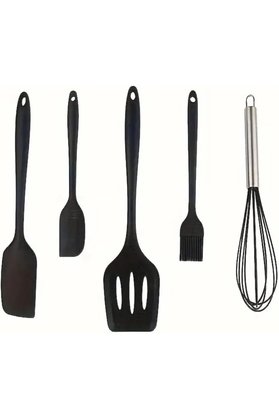 STOREMAX modashine Dayanıklı Yanmaz Yapışmaz Silikon Spatula Seti 5 Parça Siyah modascope 1014773