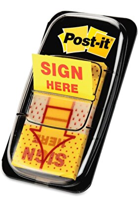 STOREMAX Mesaj "Sign Here" Bayrakları Değer Paketi, 50/Dispenser, 12 Dispenser/Paket, 1" Geniş, Sarı (680-SH1
