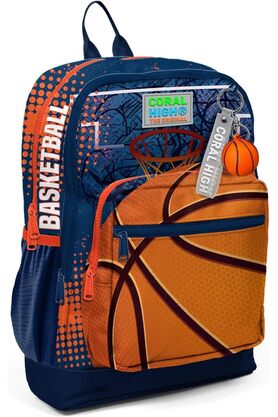 STOREMAX elizzashop High Dört Bölmeli Turuncu Lacivert Basketbol Desenli İlkokul Sırt Çantası - Erkek Çocuk e
