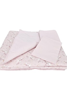 STOREMAX El Yapımı At Desenli Yorgan Çarşaf Ve Yastıklı Üçlü Set (Pembe) 1014773